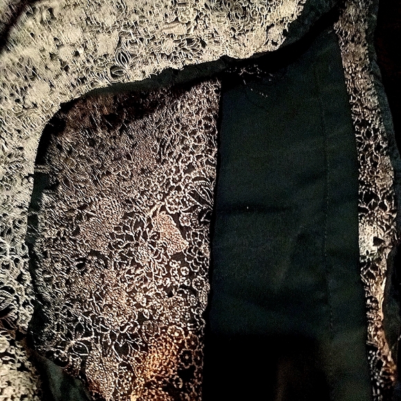 FINAL PRICE DROP Vintage Jones New York Taupe/Black Floral Lace Dress Size 16 - Picture 10 of 10